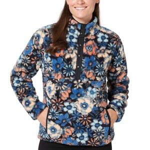 Hurley Women’s Snap Super Soft Plush Fleece Sweatshirt Pullover Top in Floral XL